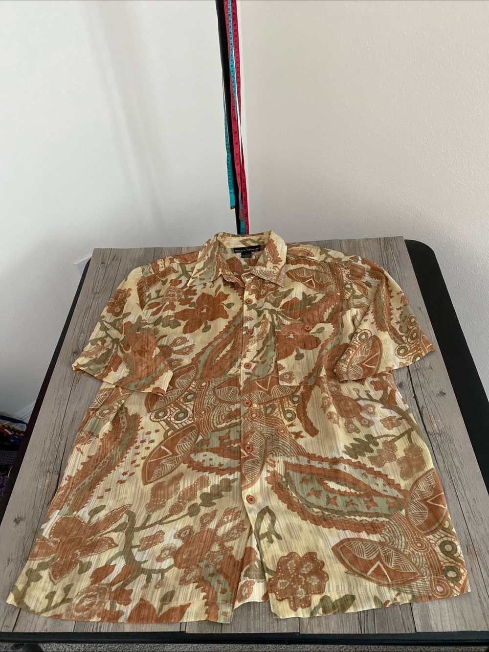 Stacy Adams Mens Floral Paisley Button Shirt Large